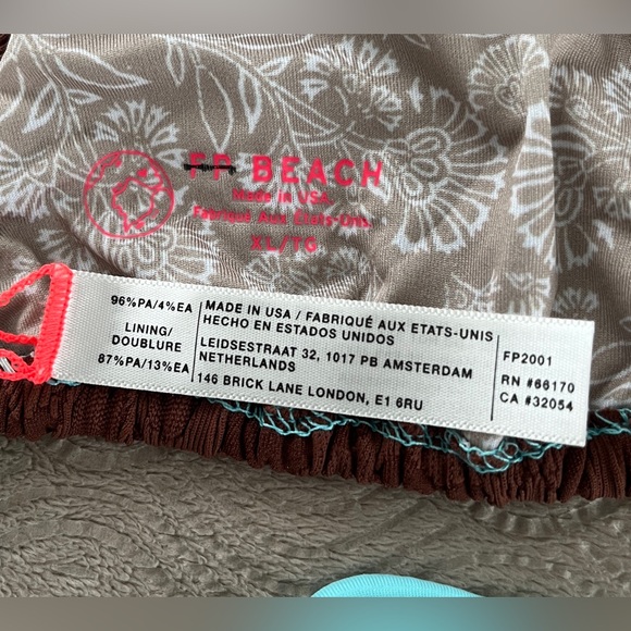 🆕 Free People Michelle Brown and Blue Women's Bikini top size X large - Picture 8 of 11